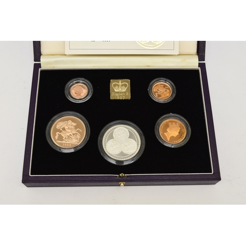 280 - Royal Mint - Gold proof sovereign - Pistrucci centenary collection 1893 - 1993. Five pounds, double ... 