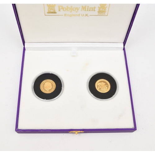 281 - Pobjoy Mint - two George III 22ct gold replica Sovereigns dated 1818 and 1819, limited edition 49/10... 