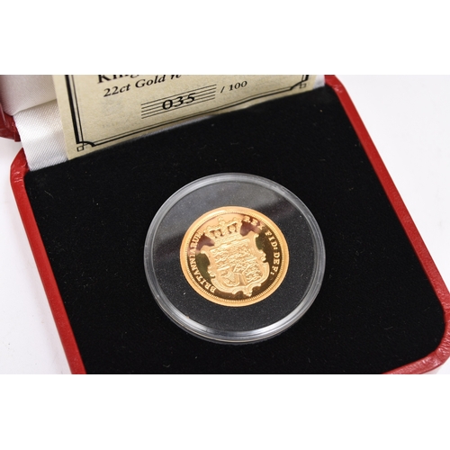 287 - Pobjoy Mint George IV 22ct gold replica Sovereign dated 1828, limited edition 35/100, within capsule... 