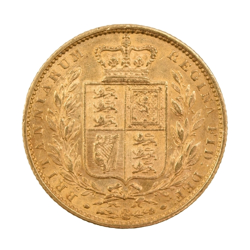 297 - Victoria Gold Young Head Sovereign, shield back, dated 1855, within fitted case