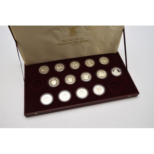 304 - The Royal Mint - The Royal Marriage Commemorative Coin Collection 1981. Fourteen silver proof coins ... 