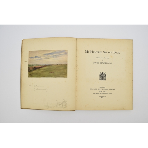 50 - EDWARDS, Lionel, My hunting Sketchbook. 4to, reprint, 1928. With 15 tipped-in colour plates. With Th... 