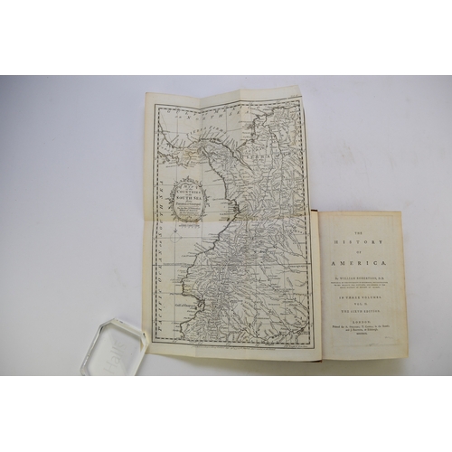 95 - ROBERTSON, William. History of America, three volumes, 6th edition 1792. With four folding maps, con... 