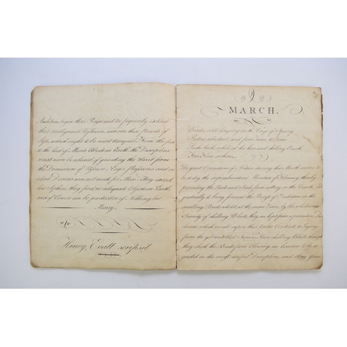 98 - COPYBOOK, 1806. Select and original pieces written by Henry Evatt at Mr Rd. Kemplay's Commercial Aca... 