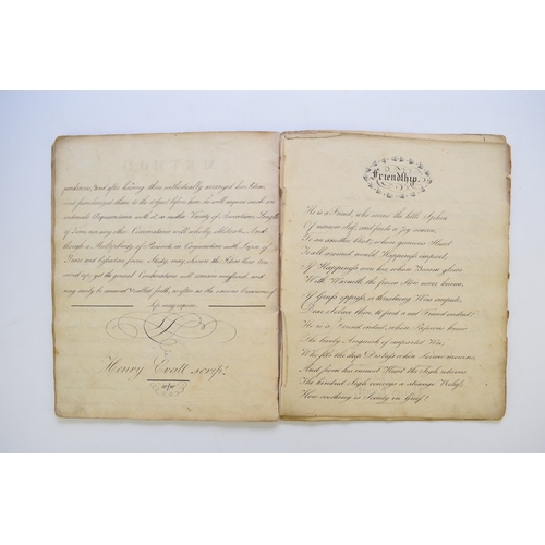 98 - COPYBOOK, 1806. Select and original pieces written by Henry Evatt at Mr Rd. Kemplay's Commercial Aca... 