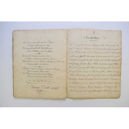 98 - COPYBOOK, 1806. Select and original pieces written by Henry Evatt at Mr Rd. Kemplay's Commercial Aca... 