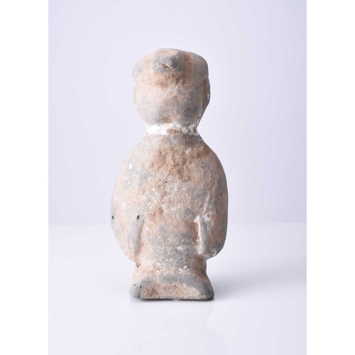 10 - A Chinese grey terracotta figure, Han Dynasty Modelled as the head and torso of a maiden. 17cm high