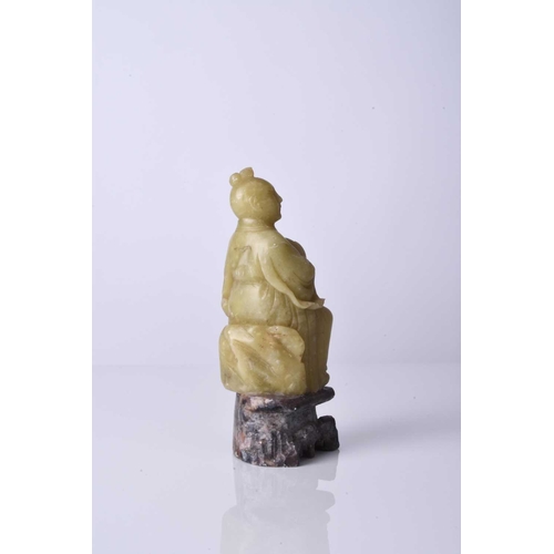 128 - A Chinese carved soapstone figure of a luohan, 19th century 10.5cm high