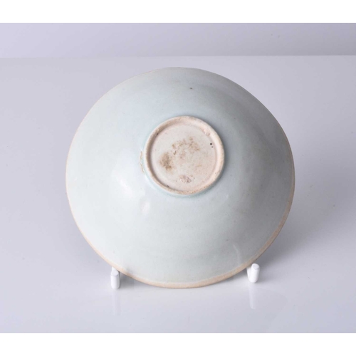 14 - A Chinese small qingbai bowl, Song Dynasty Of conical form and covered in a pale blue-green glaze st... 