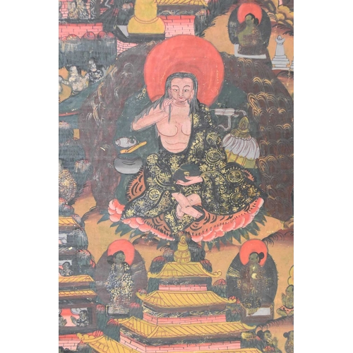 293 - A collection of five Sino-Tibetan thangkas, 20th century Two depicting a mandala, 76x51cm and 57x43c... 