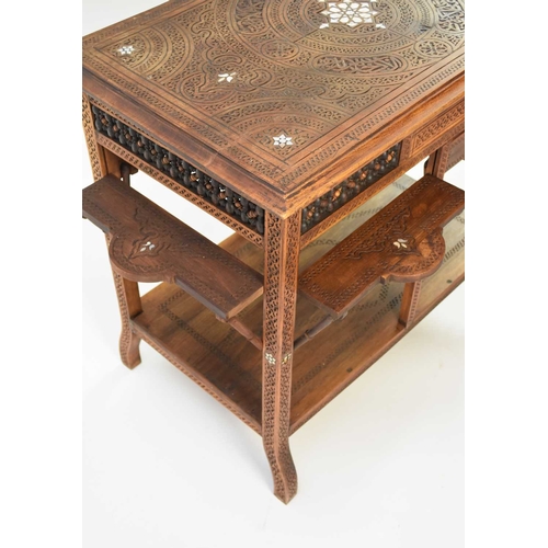 310 - A late 19th century Syrian hardwood rectangular centre/occasional table, inlaid with camel bone and ... 