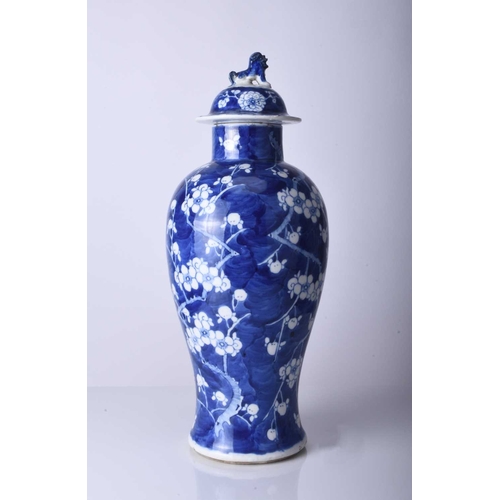 52 - A Chinese blue and white vase and cover, Kangxi four-character mark but 19th century Of baluster for... 