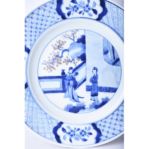 63 - A Chinese blue and white 'Romance of the Western Chamber' dish Kangxi six-character mark and of the ... 