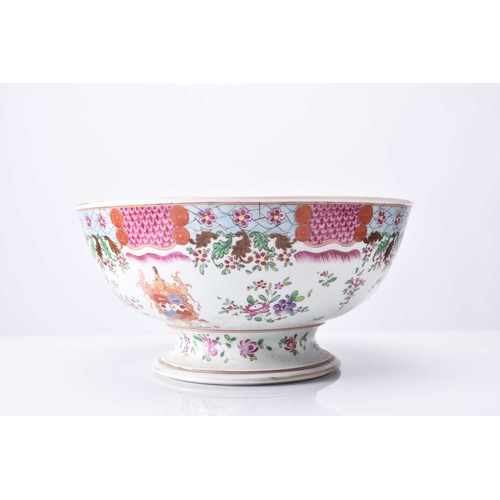 83 - A Chinese style porcelain armorial footed bowl by Emile Samson Of rounded form, decorated with an ar... 