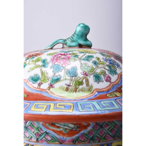 85 - A Chinese Straits porcelain jar and cover, Tongzhi mark but 20th century Of ovoid form and decorated... 