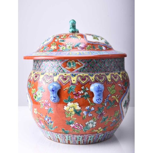 85 - A Chinese Straits porcelain jar and cover, Tongzhi mark but 20th century Of ovoid form and decorated... 