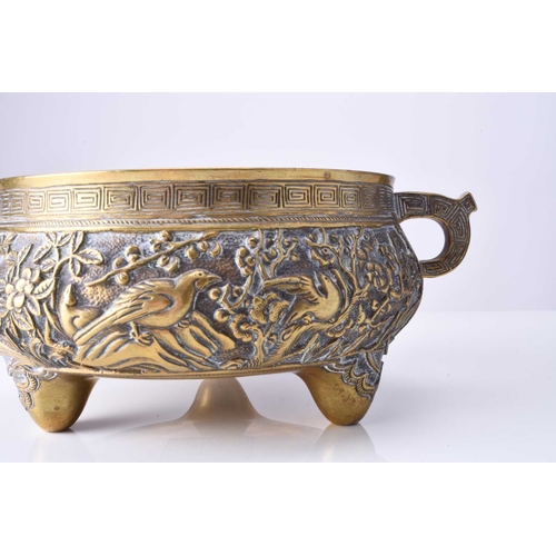 89 - A Chinese bronze censer, Xuande seal mark but 19th century Of bellied form with twin loop handles, c... 