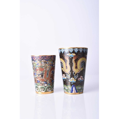 99 - Two Chinese cloisonne cups, Qing Dynasty, 19th century Both of tapering cylindrical form and decorat... 