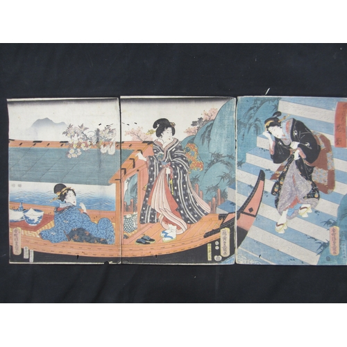 279 - Utagawa Kunisada (1786-1865), nine woodblock print triptychs View of Takanawa, The Eastern Capital; ... 