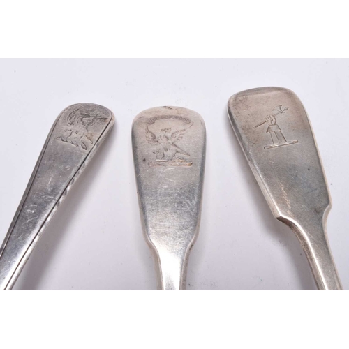 12 - A pair of Victorian Fiddle pattern silver sauce ladles, George Adams, London 1854, together with a s... 