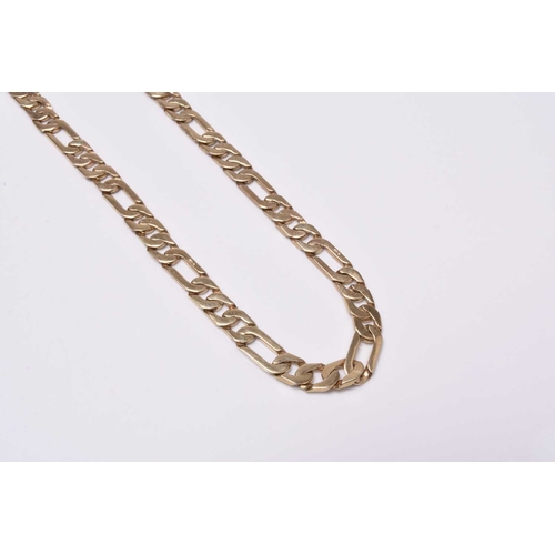 370 - A 9ct gold flat curb link necklace, with integral slide and hinge clasp, 52cm long, weight approx 37... 