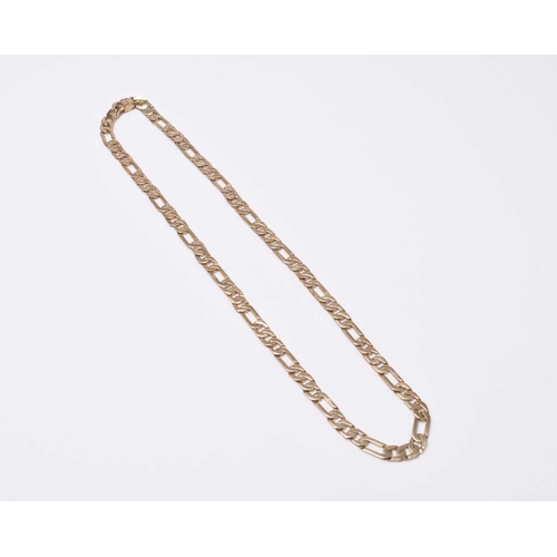 370 - A 9ct gold flat curb link necklace, with integral slide and hinge clasp, 52cm long, weight approx 37... 