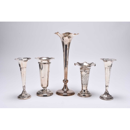 43 - An Edwardian silver mounted large vase, Birmingham 1909, of trumpet form, 29cm high, together with a... 