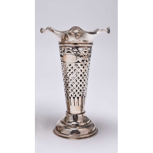 43 - An Edwardian silver mounted large vase, Birmingham 1909, of trumpet form, 29cm high, together with a... 