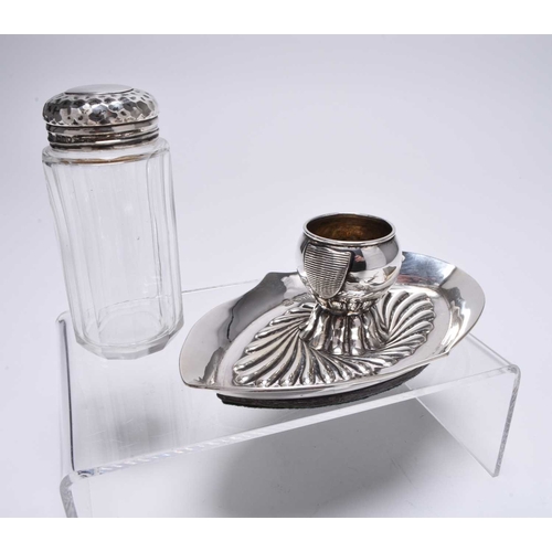52 - A small collection of silver, comprising; a waiter, Frank Cobb & Co Ltd, Sheffield 1929, of shaped s... 