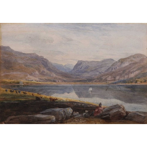 124 - David Cox (1783-1859) Llyn Tal-y-Llyn, North Wales, signed and dated 1831 lower left, watercolour 18... 