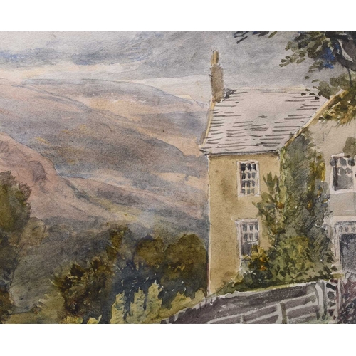 126 - David II Cox (1809-1885) A Farmhouse in the Welsh Hills, watercolour, 26 x 36 cm, frame 45 x 55 cm P... 