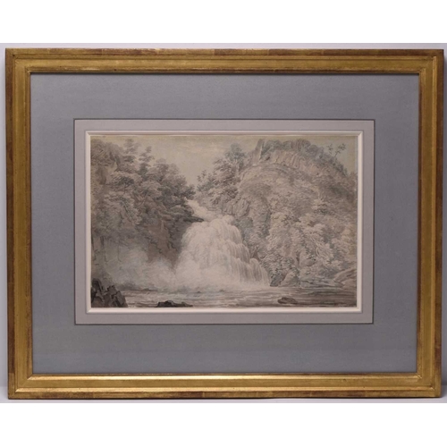 127 - Edward Dayes (1763-1804) Rhaeadr Du, Gwynedd, watercolour, 24.5 x 38 cm, frame 49.5 x 61.5 cm Proven... 