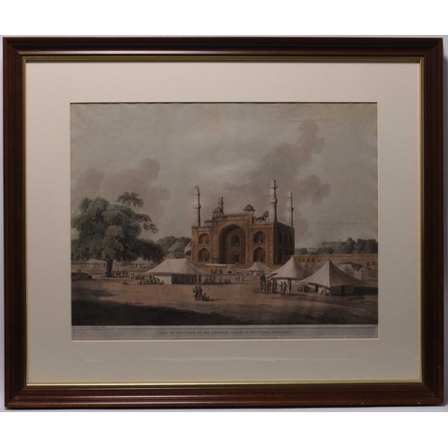 137 - Thomas Daniell (1749-1840) Gate of the Tomb of the Emperor Akbar, at Secumdra, Near Agra, hand colou... 