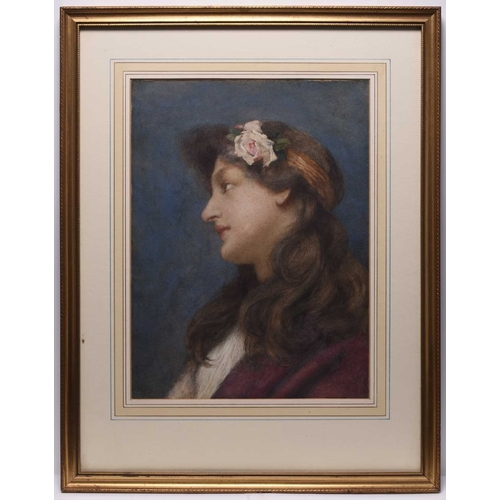 142 - William John Wainwright (1855-1931) Portrait of a Lady with a Rose in her Hair, signed lower right, ... 