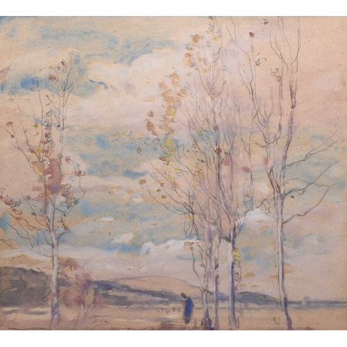 144 - Frank Brangwyn (1867-1956) The Sussex Downs, watercolour and pencil, 38.5 x 42.5 cm, frame 67 x 70 c... 