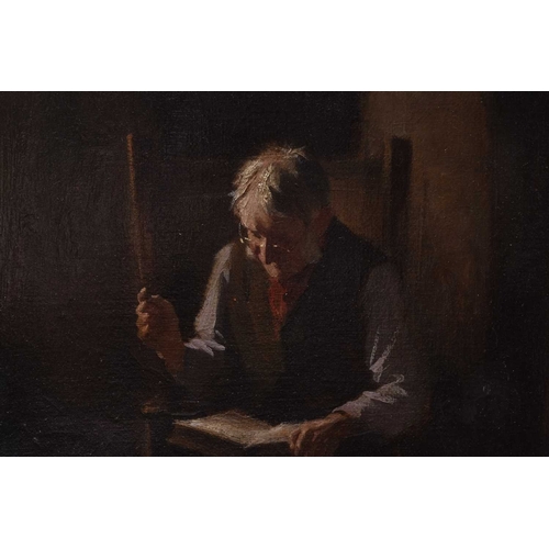 159 - Henry Raeburn Dobson (1901-1985) Interior Scene, Family Bible Reading, signed lower right, oil on ca... 