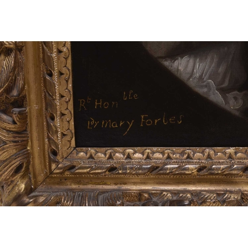 161 - Circle of William Hogarth (1697-1764) Portrait of the Right Honourable Lady Mary Forbes, inscribed l... 