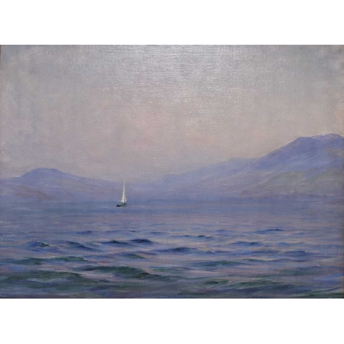 167 - Georges Ricard-Cordingley (1873-1939) Voilier dans la Baie de Cannes, inscribed verso, oil on canvas... 