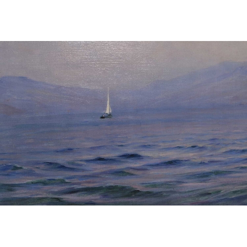 167 - Georges Ricard-Cordingley (1873-1939) Voilier dans la Baie de Cannes, inscribed verso, oil on canvas... 