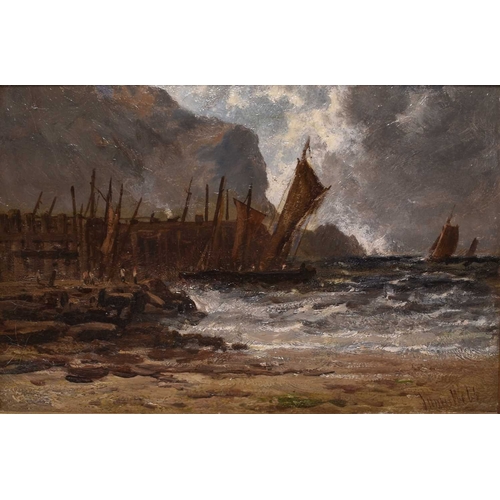 168 - James Webb (1825-1895) On the Coast, Devonshire, signed lower right, handwritten label to verso, oil... 