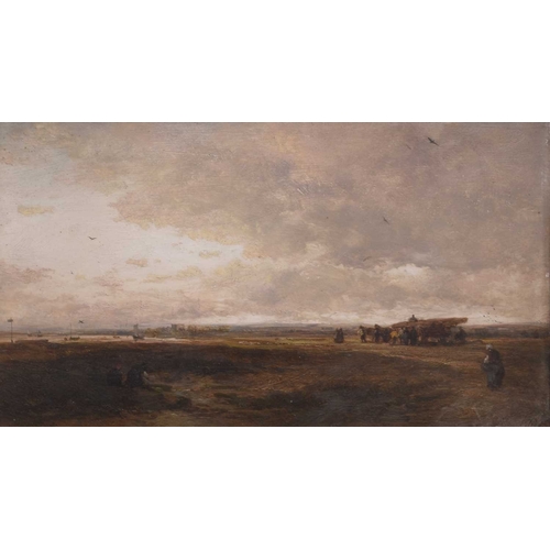 169 - James Webb (1825-1895) Crossing the Moor, Porchester, signed and dated 1880 lower left, oil on panel... 