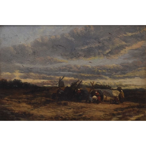 170 - James Webb (1825-1895) Gypsy Encampment, Suffolk, signed and dated '71 lower left, titled and inscri... 