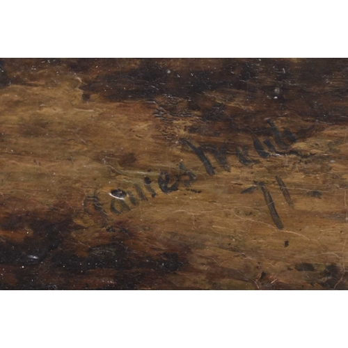 170 - James Webb (1825-1895) Gypsy Encampment, Suffolk, signed and dated '71 lower left, titled and inscri... 