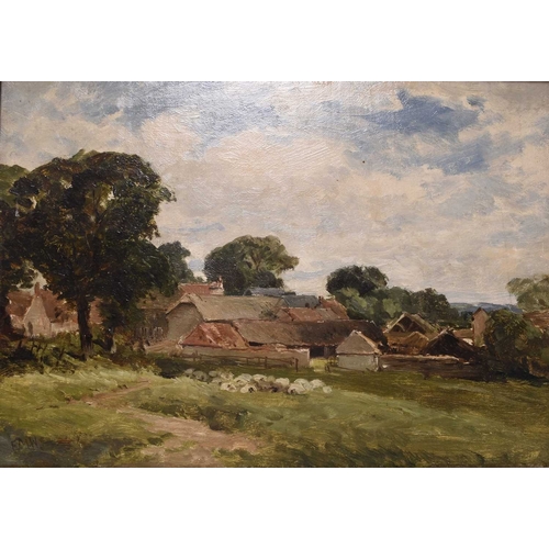 175 - Edmund Morison Wimperis (1835-1900) The Farmstead, initialled lower left, oil on board, 25.5 x 35.5 ... 
