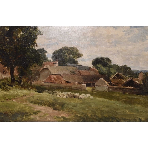 175 - Edmund Morison Wimperis (1835-1900) The Farmstead, initialled lower left, oil on board, 25.5 x 35.5 ... 