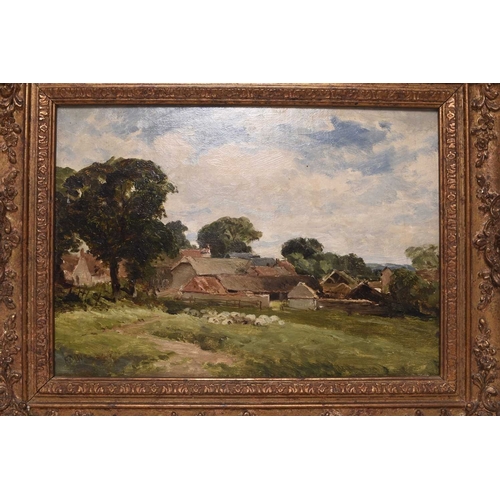 175 - Edmund Morison Wimperis (1835-1900) The Farmstead, initialled lower left, oil on board, 25.5 x 35.5 ... 