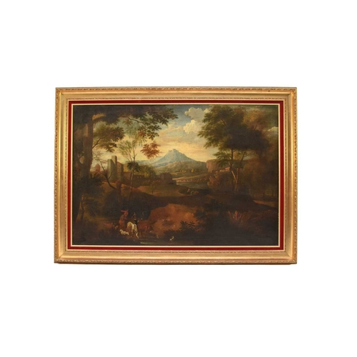 176 - Manner of Jan Frans van Bloemen (1662-1749) An Extensive Italianate Landscape, showing peasants wate... 