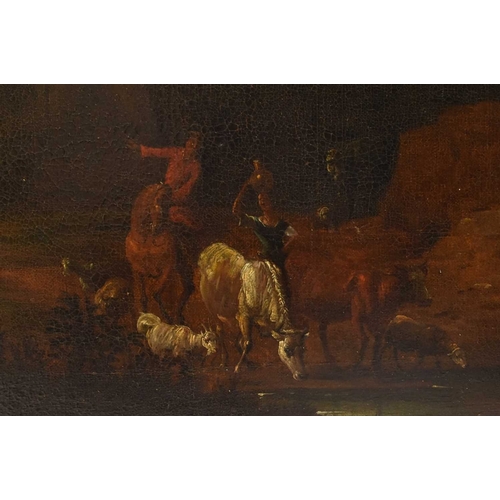 176 - Manner of Jan Frans van Bloemen (1662-1749) An Extensive Italianate Landscape, showing peasants wate... 