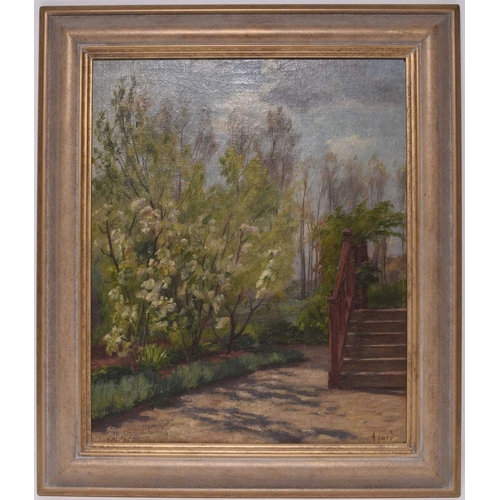 178 - Charles-Jean Agard (1866-1950) The Garden Steps, signed lower right, oil on canvas, 46 x 38 cm, fram... 