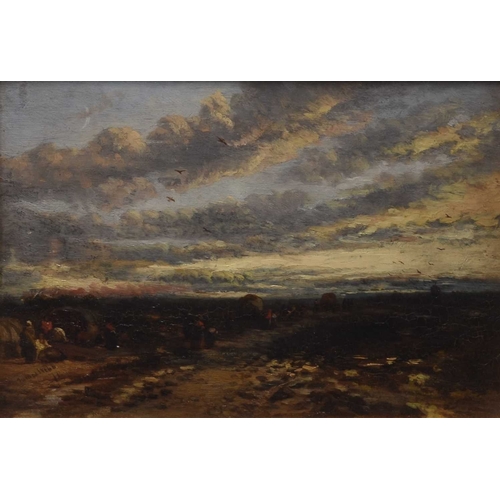 179 - James Webb (1825-1895) Gypsies on a Country Road, signed lower left and dated '71, oil on panel, 22.... 